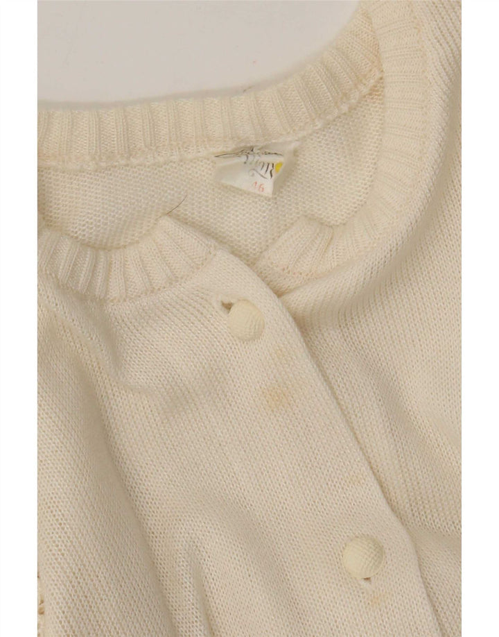Vintage Damen Strickjacke IT 46 Large Off White Polyacryl