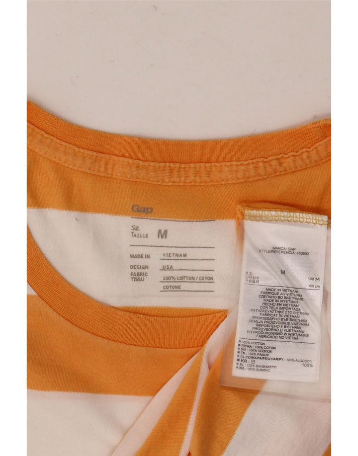 GAP Herren-T-Shirt-Oberteil aus mittelorange gestreifter Baumwolle