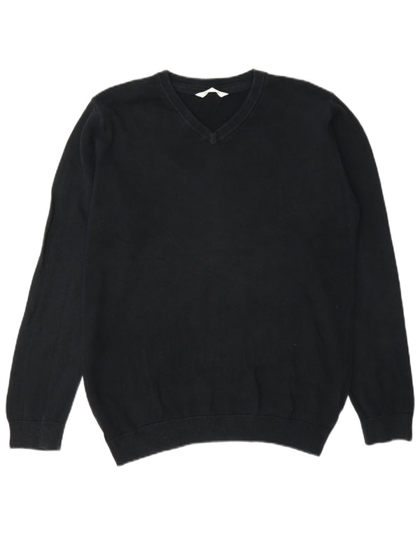 Marks & Spencer Jungen-Pullover mit V-Ausschnitt, 13–14 Jahre, schwarze Baumwolle