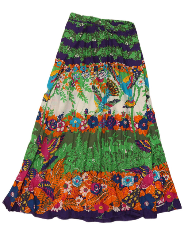 Vintage Damen Gypsy Rock UK 14 Medium W26 Mehrfarbig geblümte Baumwolle