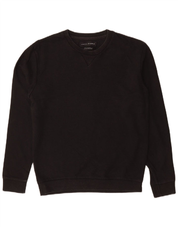 Zara Herren Sweatshirt Pullover Small Schwarz Baumwolle