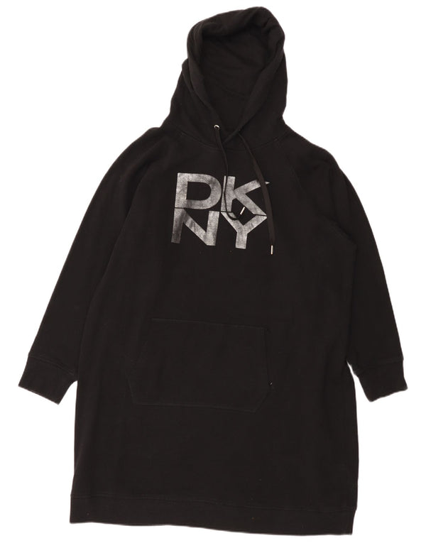Dkny Damen Übergroßes Grafik-Kapuzenkleid mit langen Ärmeln, Gr. 18, XL, Schwarz