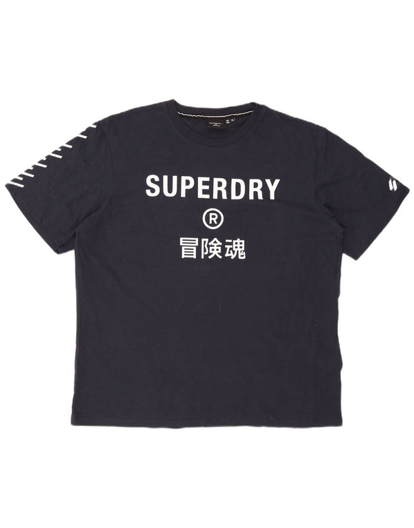 SUPERDRY Herren Grafik-T-Shirt-Oberteil XL aus marineblauer Baumwolle