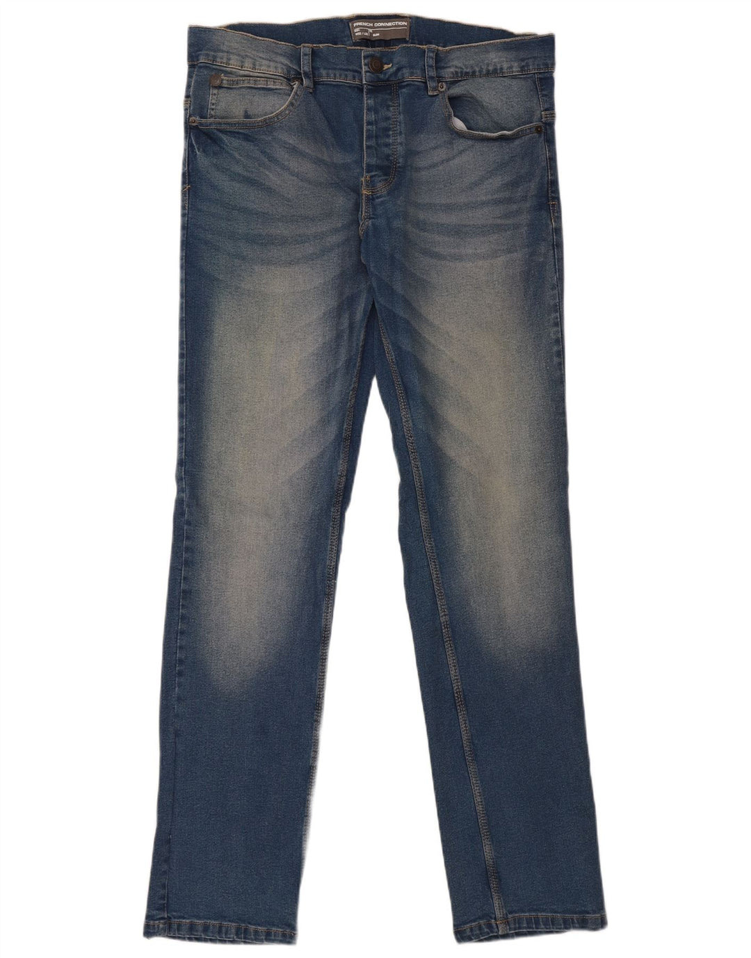 FRENCH CONNECTION Damen Graphic Slim Jeans W32 L32 Blaue Baumwolle