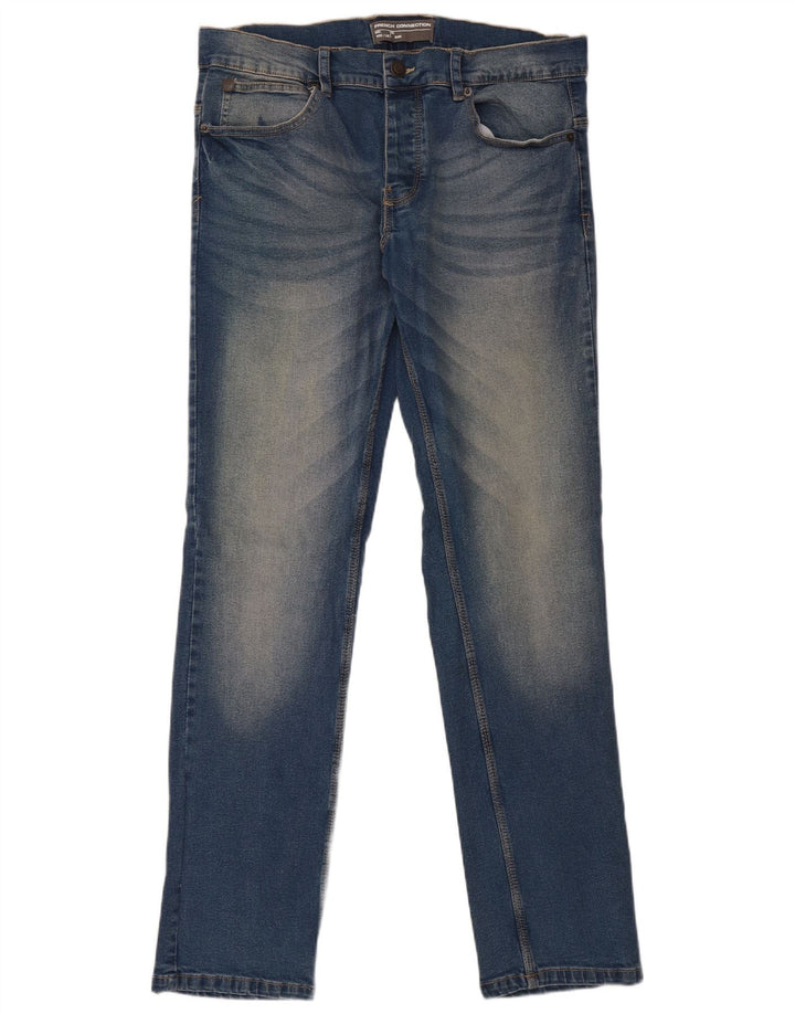 FRENCH CONNECTION Damen Graphic Slim Jeans W32 L32 Blaue Baumwolle