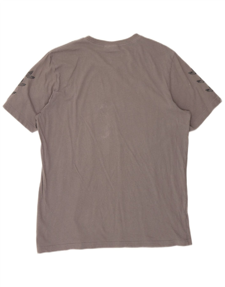 ADIDAS Herren Grafik T-Shirt Top Große graue Baumwolle