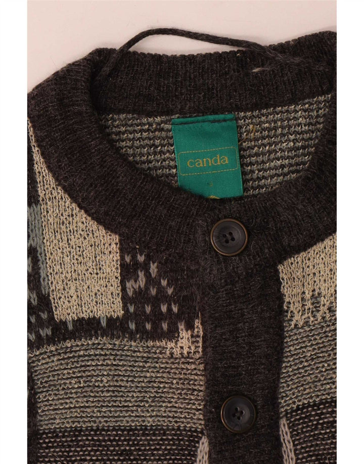 Canda Herren-Strickjacke, klein, grau, geometrisch, Acryl