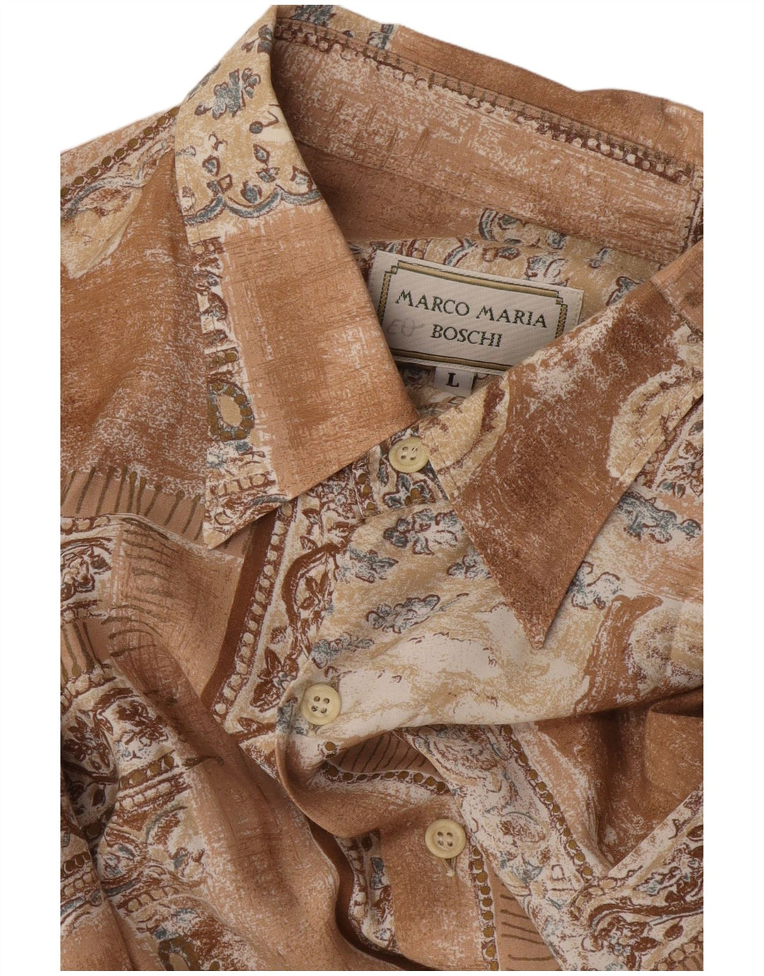 VINTAGE Herren Kurzarmhemd Großes braunes Patchwork