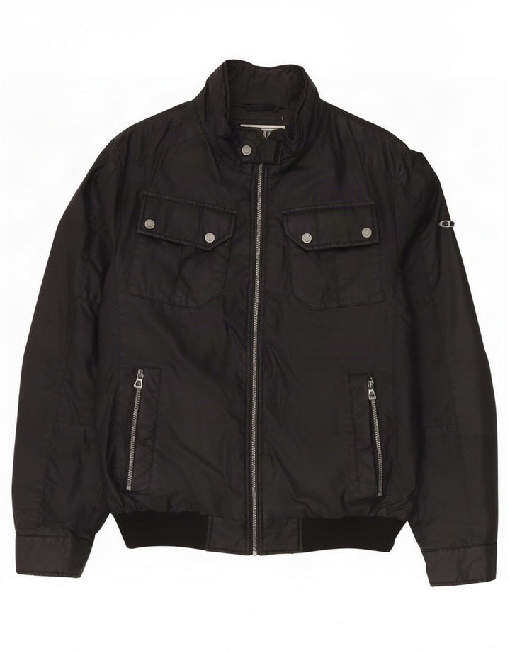 Geox Herren Bomberjacke UK 40 Große schwarze Baumwolle