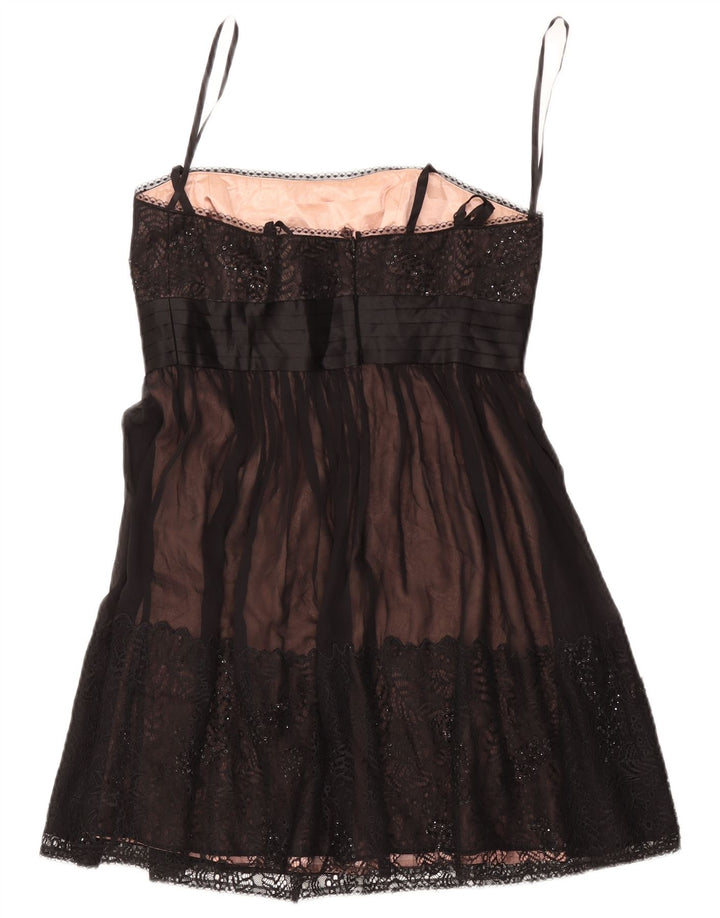 BCBGMAXAZRIA Kurzes schulterfreies Damenkleid, Größe S, Schwarz