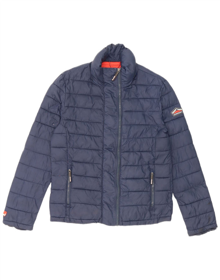 Superdry Herren Wattierte Jacke UK 40 Large Marineblaues Nylon