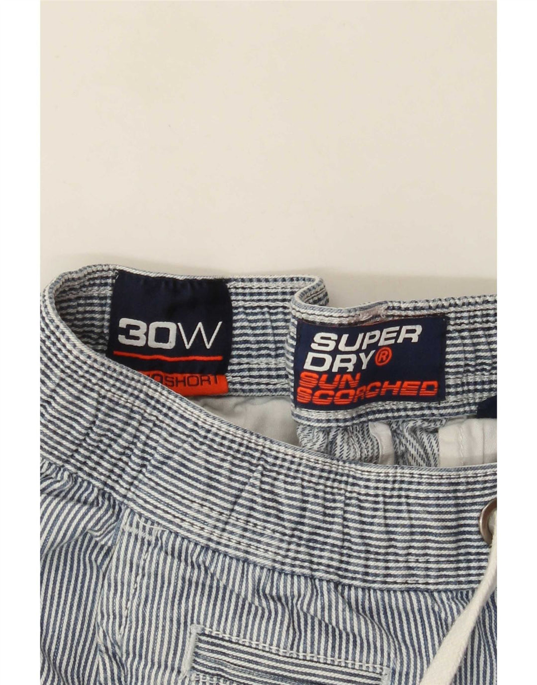 Superdry Herren Chinoshorts W30 mittelblaue Nadelstreifen-Baumwolle