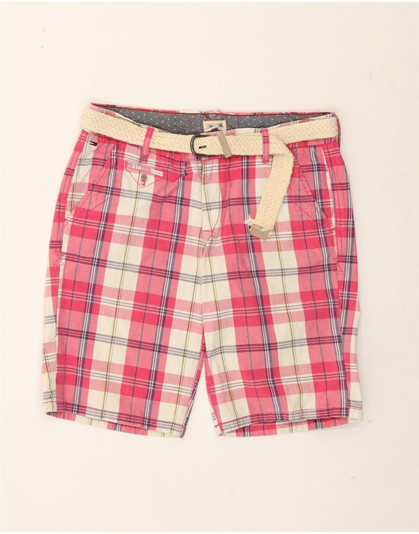 Tommy Hilfiger Damen Chinoshorts W29 mittelrosa karierte Baumwolle