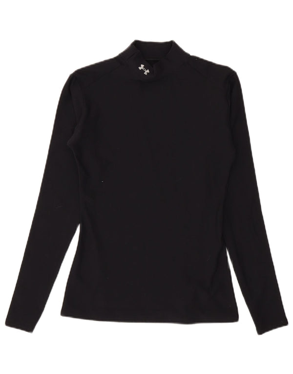 Under Armour Damen Cold Gear Top Langarm UK 12 Medium Schwarz Nylon