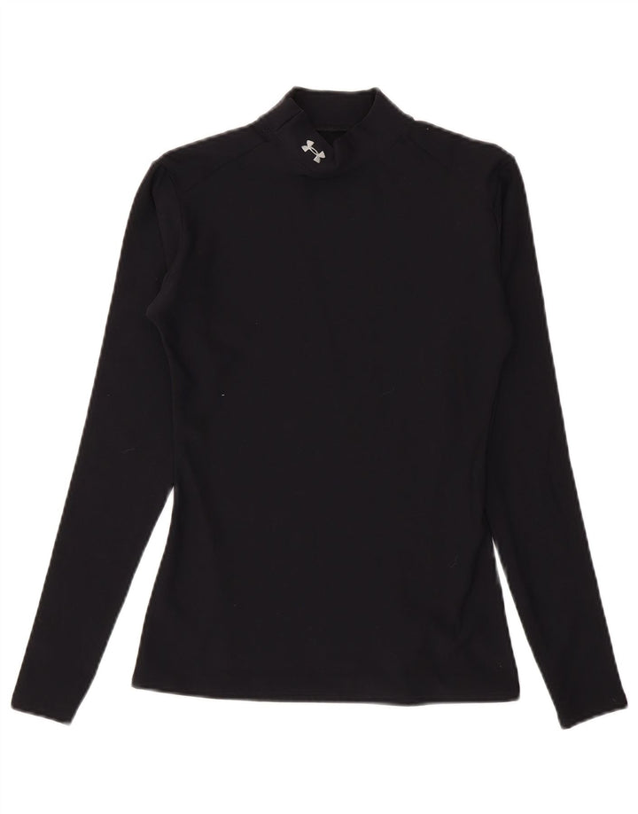 Under Armour Damen Cold Gear Top Langarm UK 12 Medium Schwarz Nylon