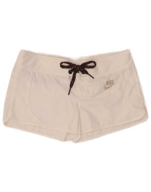 Nike Damen Sportshorts UK 10 Small Weiß Polyester