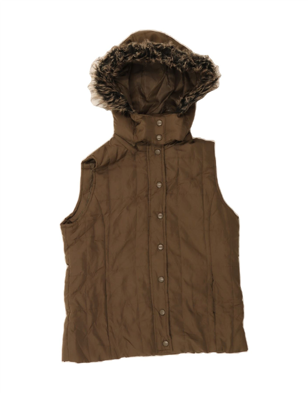 IZOD Womens Hooded Padded Gilet UK 14 Medium Brown Polyester Vintage Izod and Second-Hand Izod from Messina Hembry 