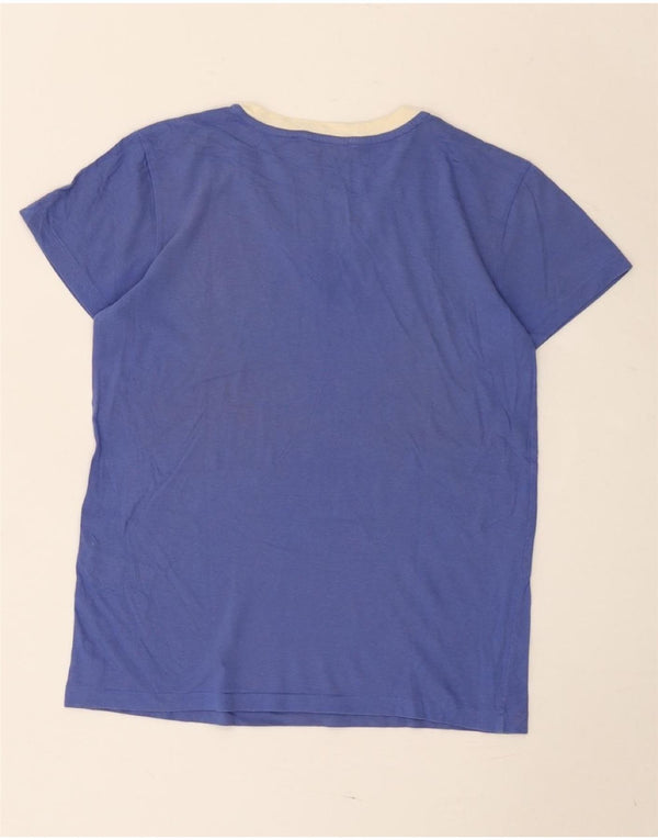 Ralph Lauren Damen T-Shirt Top UK 10 Small Blau Colourblock Baumwolle