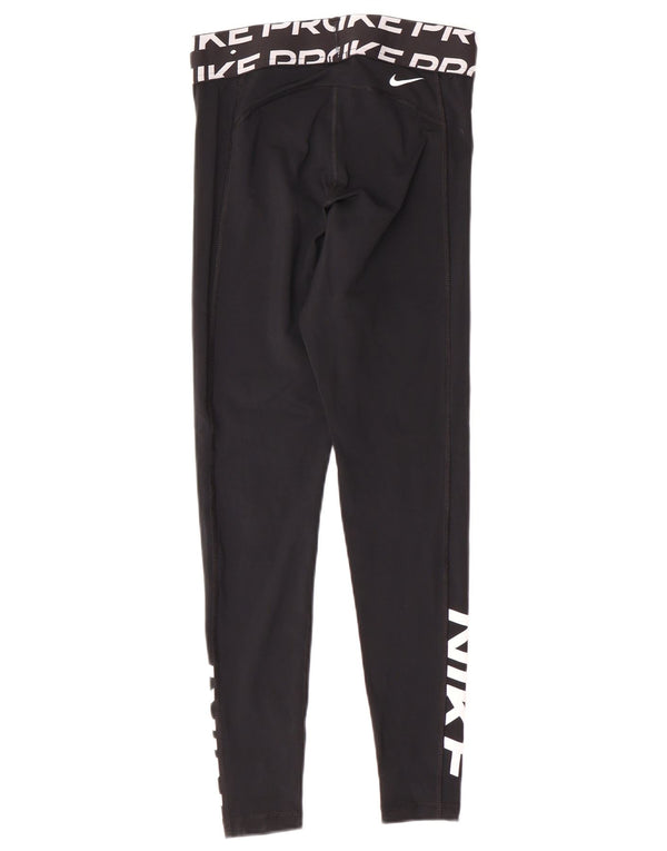 Nike Damen Dri Fit Graphic Leggings UK 10 Small Schwarz Polyester Sport
