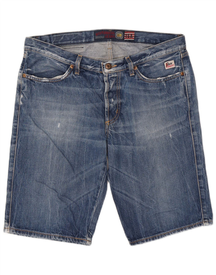 Roy Rogers Herren Distressed Denim Shorts W33 Mittelblaue Baumwolle
