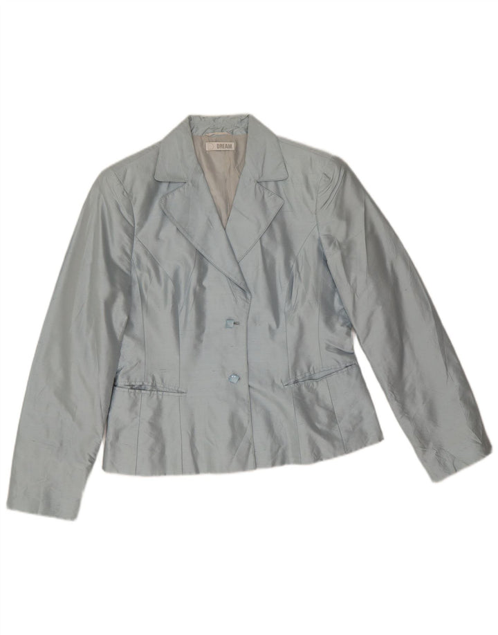 Dream Damen-Blazer mit 2 Knöpfen, Gr. 14, Größe L, Blau, Seide