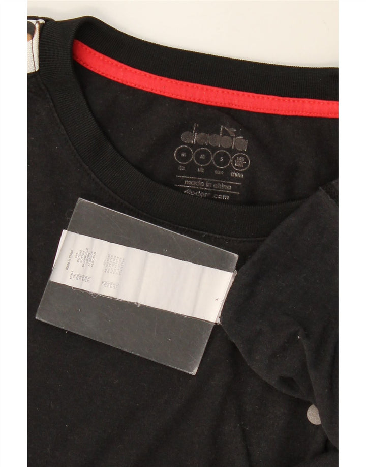 DIADORA Herren-T-Shirt mit Grafik, Mittelschwarz, Colourblock-Baumwolle