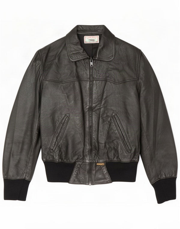 Albert Damen Bomber-Lederjacke UK 14 Medium Schwarz