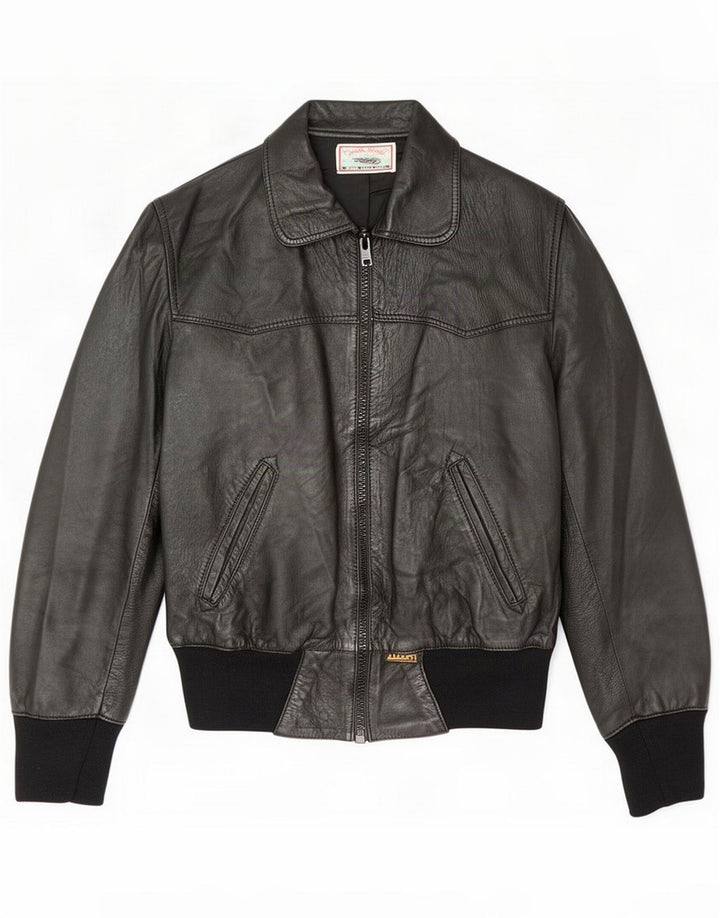 Albert Damen Bomber-Lederjacke UK 14 Medium Schwarz