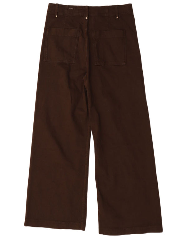 Zara Damen-Freizeithose mit hoher Taille und weitem Bein, EU 42, L, W32, L29, Braun