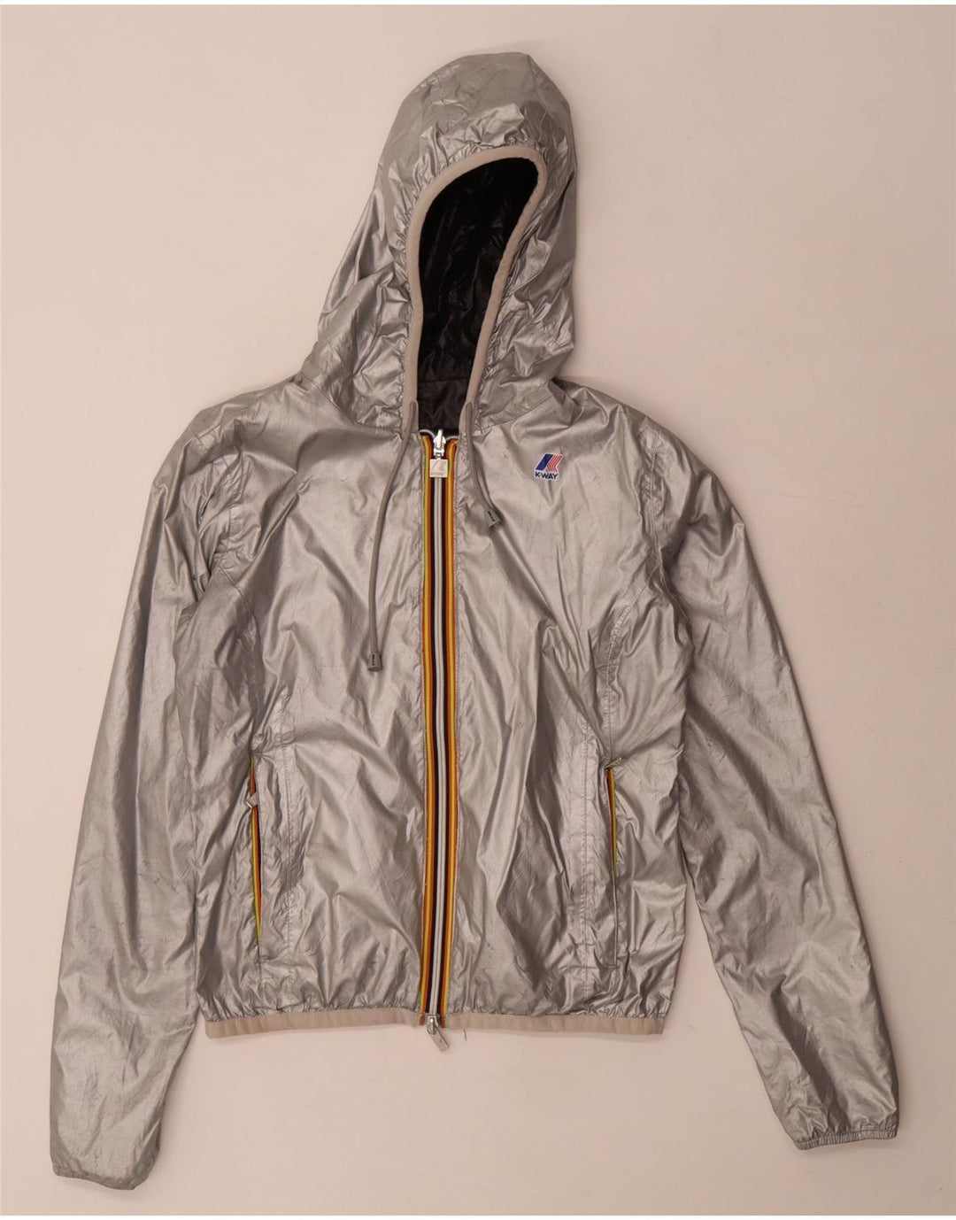 K-Way Wendejacke mit Kapuze für Jungen, 6–7 Jahre, schwarzes Polyamid