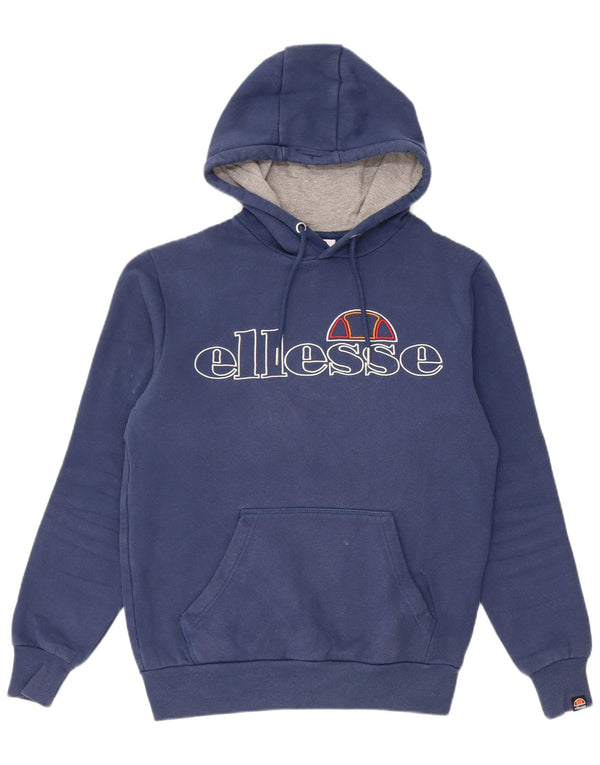 Ellesse Herren-Kapuzenpullover mit grafischer regulärer Passform, Größe S, marineblaue Baumwolle