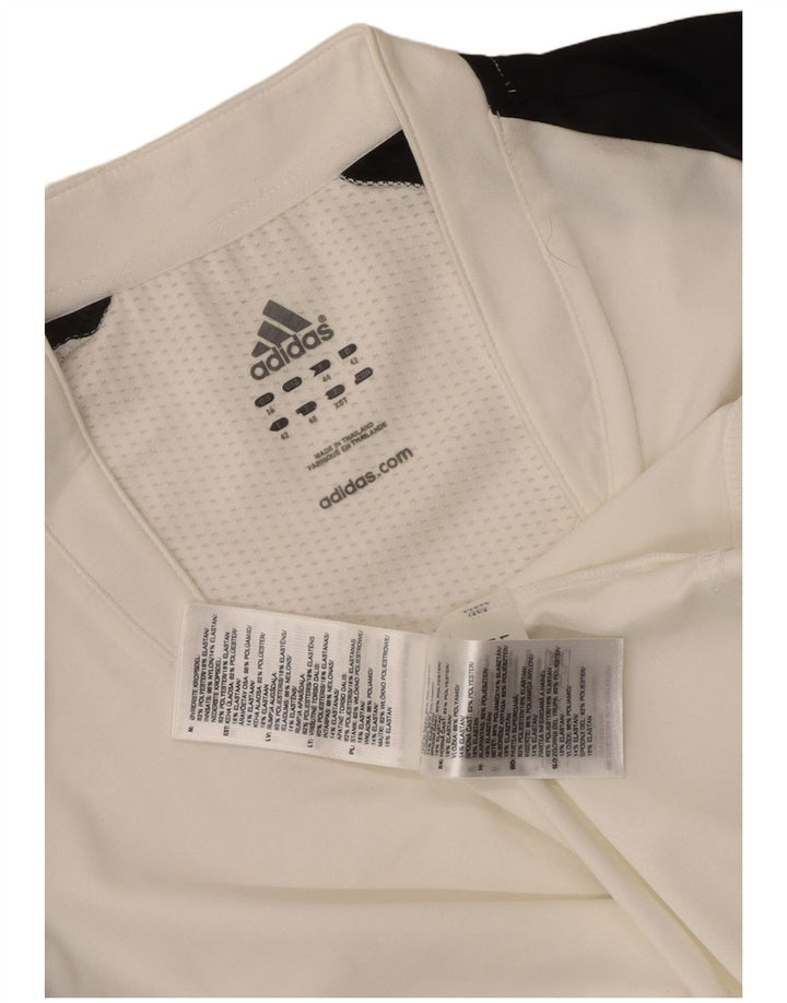 Adidas Damen Climacool T-Shirt Top UK 16 Large Weiß Colourblock Polyester