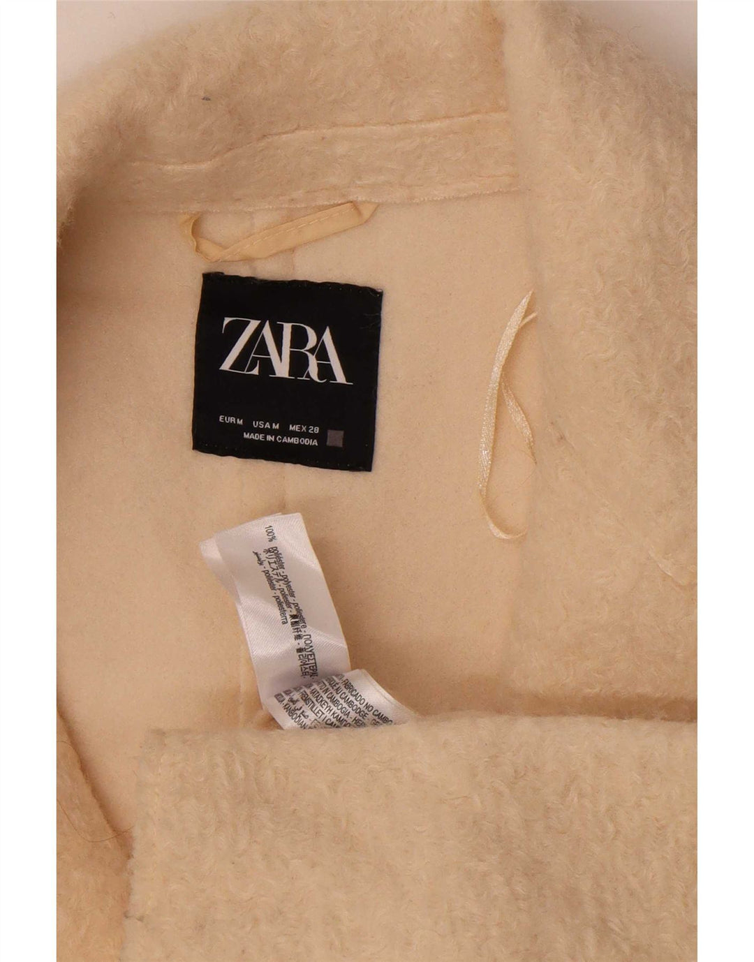 Zara Damen Übergroßer Fleecemantel UK 14 Mittelbeige Polyester