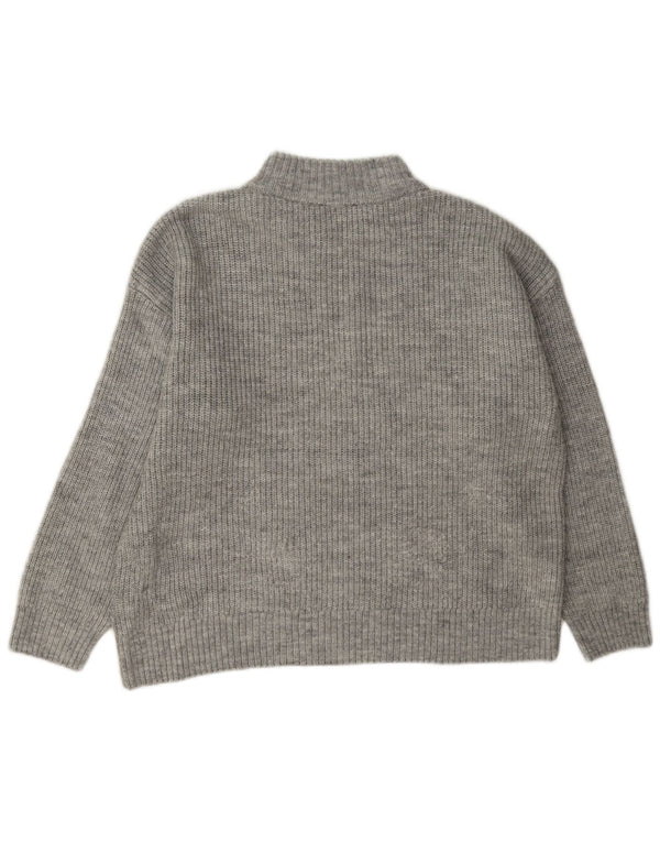 Marks & Spencer Womens Zip Neck Jumper Sweater UK 14 Large Grey Flecked
