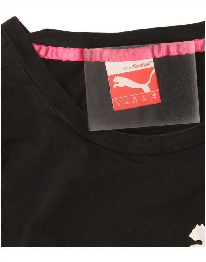 Puma Damen Grafik T-Shirt Top UK 10 Small Schwarz