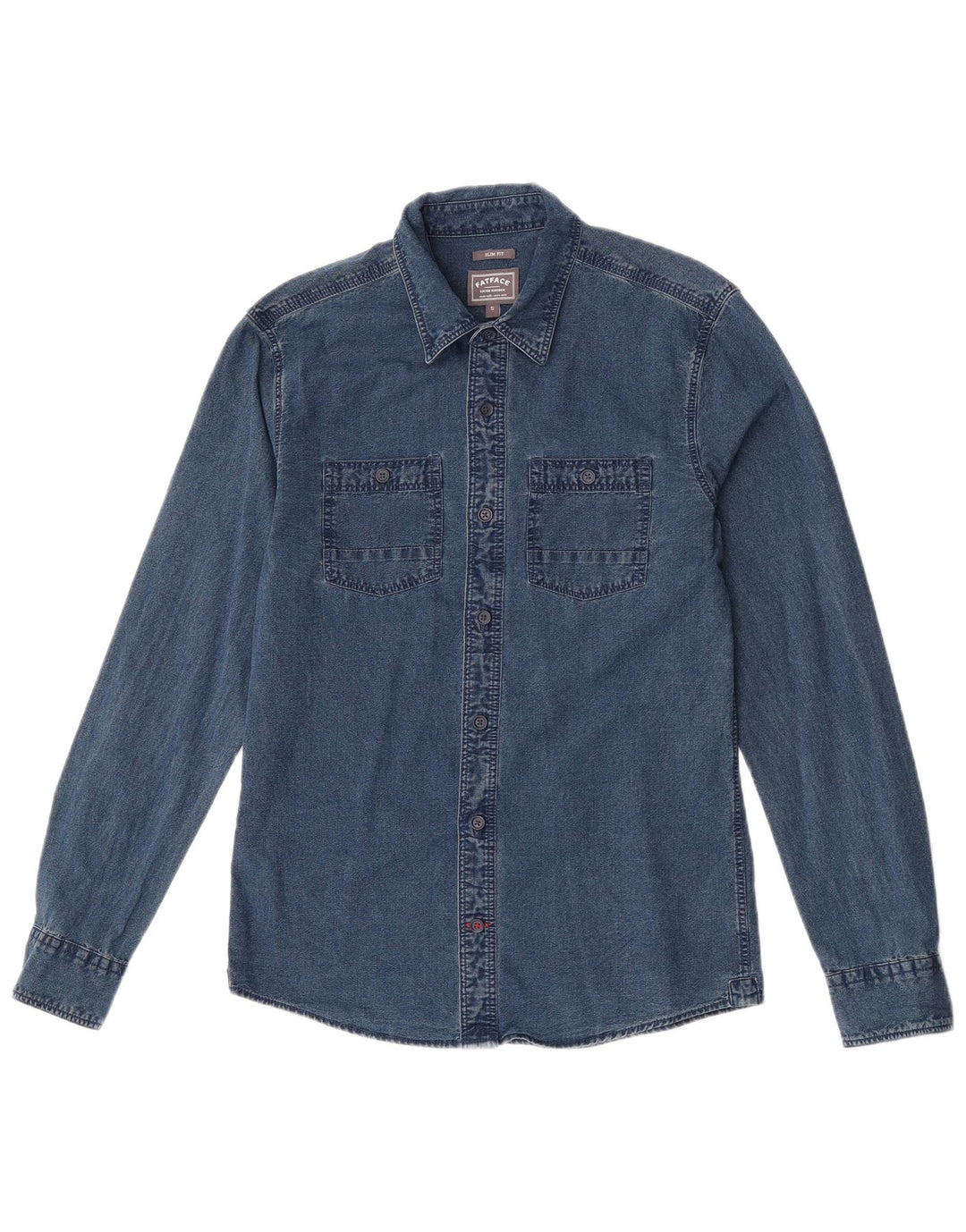 Fat Face Slim-Fit-Jeanshemd für Herren, Größe S, Blau, Baumwolle