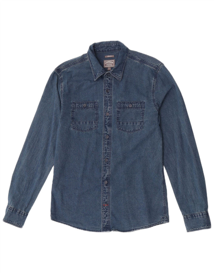 Fat Face Slim-Fit-Jeanshemd für Herren, Größe S, Blau, Baumwolle
