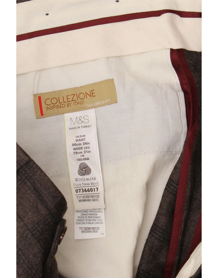 MARKS & SPENCER Herren-Anzughose mit maßgeschneiderter Passform, W34, L31, braun kariert