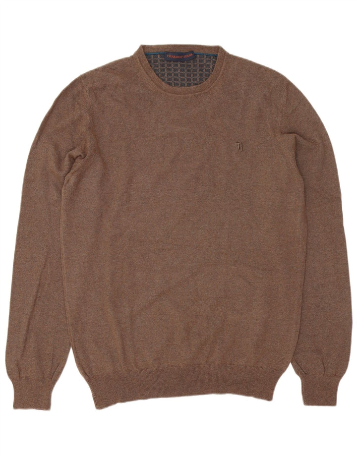 Trussardi Jeans Herren Pullover mit Rundhalsausschnitt Mittelbraun