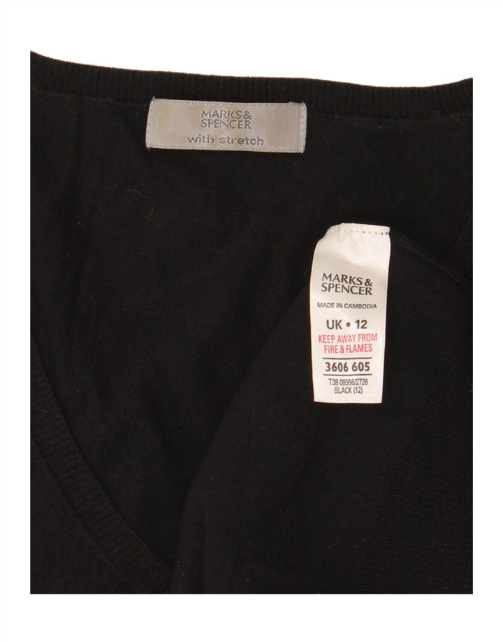 Marks & Spencer Damen-Pullover mit 3/4-Ärmeln und V-Ausschnitt, Gr. 12, mittelschwarz