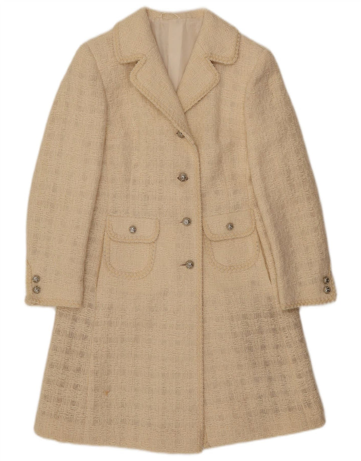 Exklusiver Damenmantel UK 10 Small Off White Check
