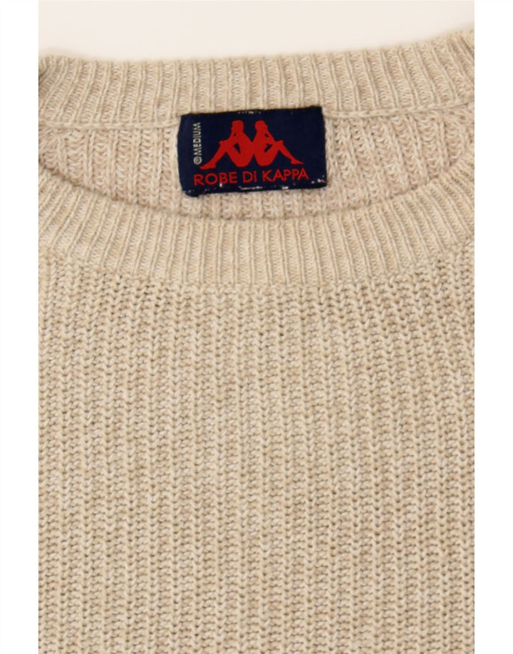 KAPPA Womens Oversized Boat Neck Jumper Sweater UK 14 Medium Beige Cotton Vintage Kappa and Second-Hand Kappa from Messina Hembry 
