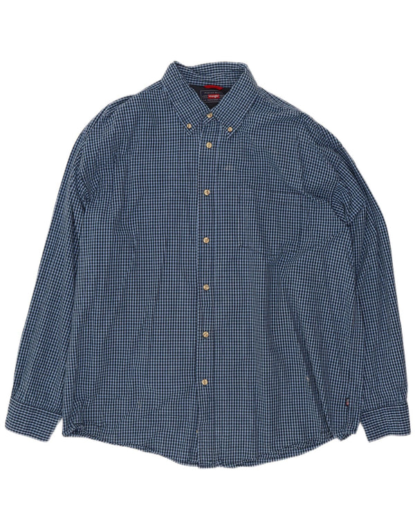 Wrangler Herrenhemd XL, blaue Gingham-Baumwolle
