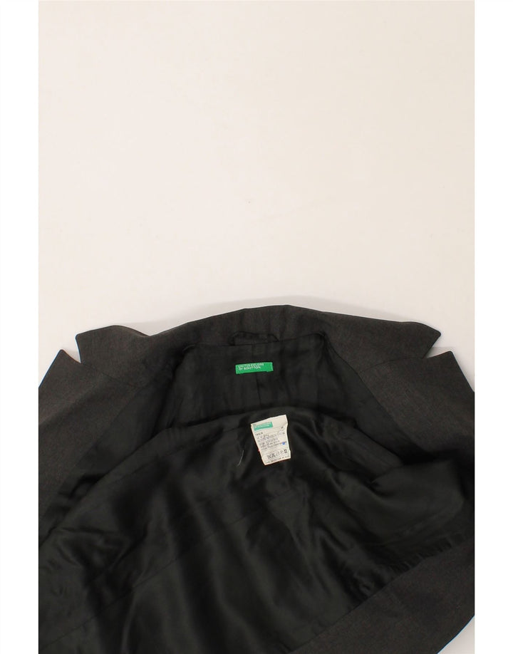 BENETTON Womens Longline 3 Button Blazer Jacket IT 40 Small Grey Polyester Vintage Benetton and Second-Hand Benetton from Messina Hembry 
