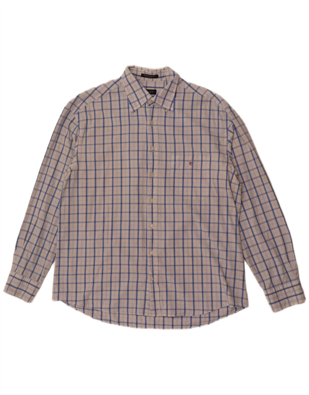 Gant Herren-Hemd, reguläre Passform, XL, weiß kariert, Baumwolle