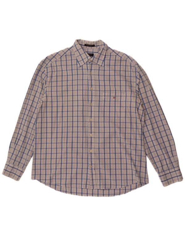 Gant Herren-Hemd, reguläre Passform, XL, weiß kariert, Baumwolle