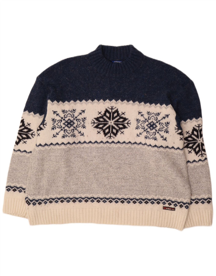 Campagnolo Herren-Pullover mit Rollkragen, XL, mehrfarbig, Fair-Isle-Wolle