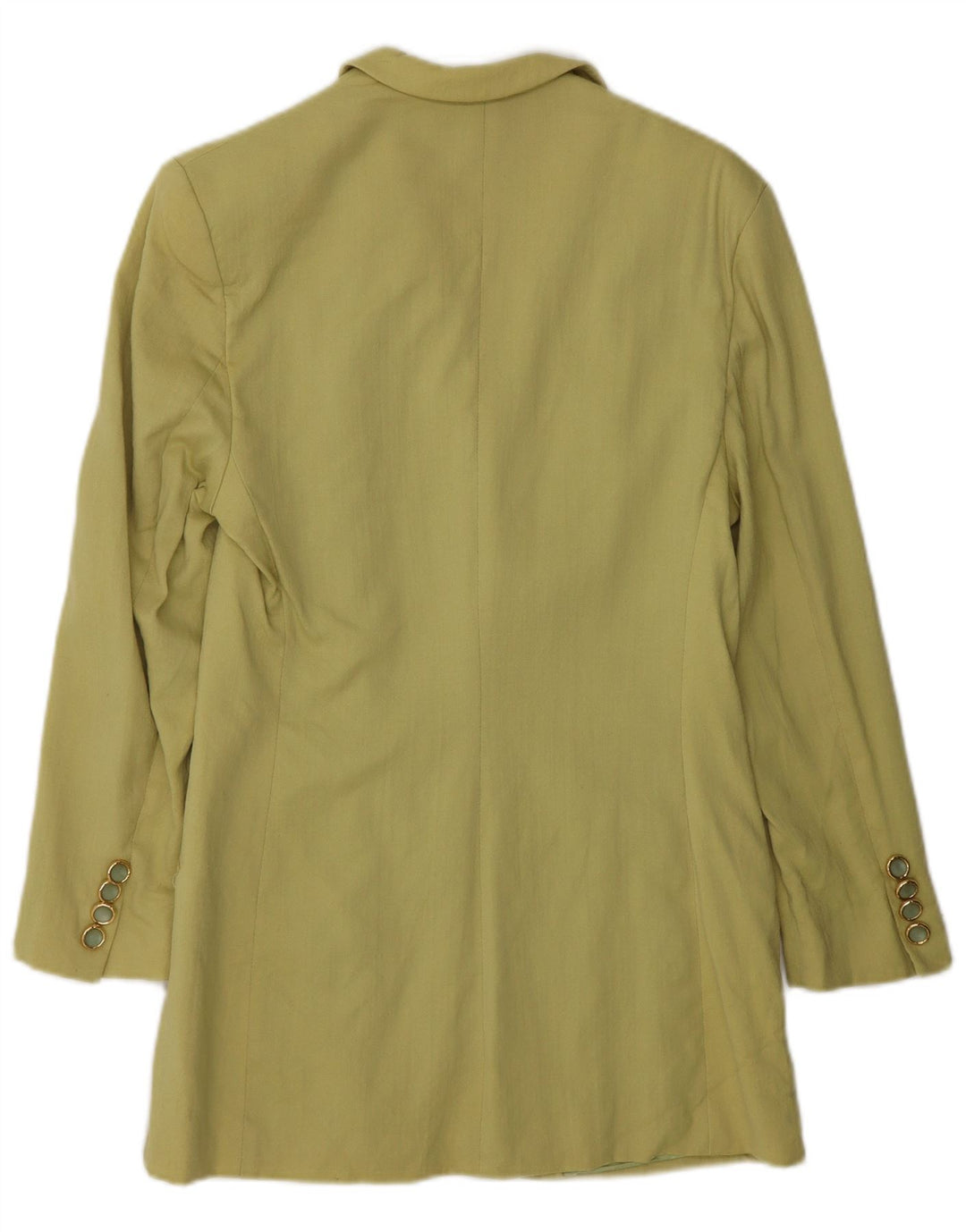 Vintage Damen 4-Knopf-Blazer-Jacke IT 44 Medium Khaki Viskose