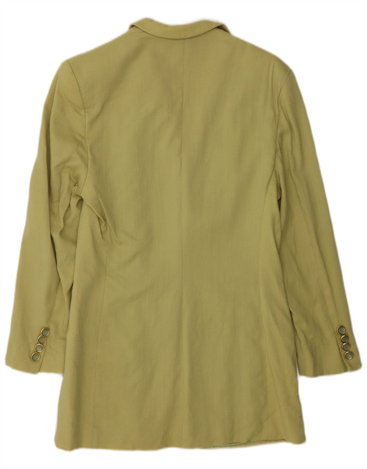 Vintage Damen 4-Knopf-Blazer-Jacke IT 44 Medium Khaki Viskose