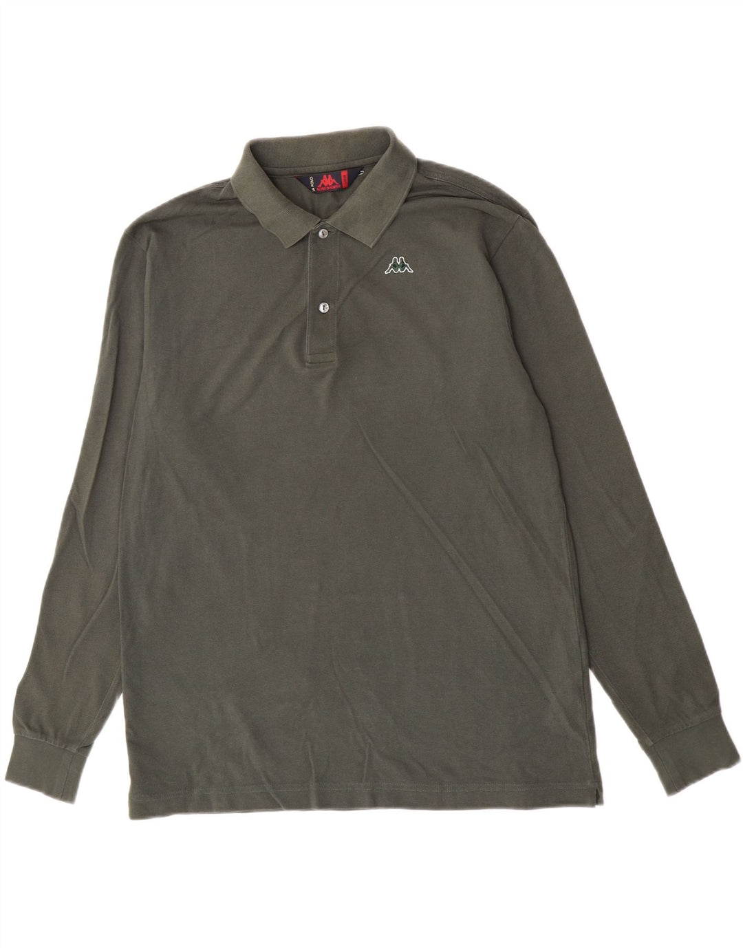 Kappa Herren Langarm-Poloshirt, groß, Khaki, Baumwolle